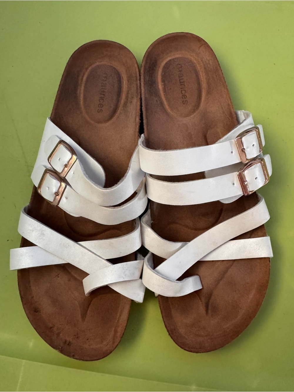 Maurices White Strappy Buckle Sandals